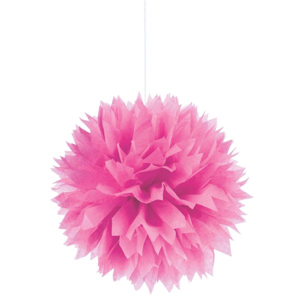 Bright Pink Fluffy Tissue Decorations 3pcs Sale