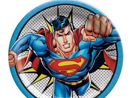 Heroes Unite - Superman Round Paper Plates 9in, 8pcs Discount