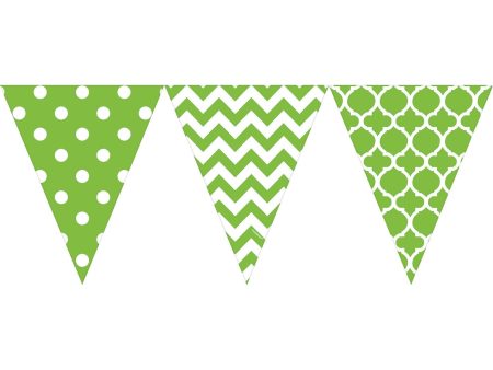 Kiwi Green Dots and Chevron Large Pennant Banner 12ft Online Sale