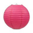 Bright Pink Round Paper Lanterns 9.50in 3pcs For Sale