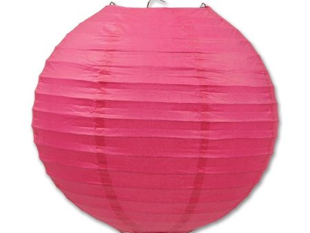 Bright Pink Round Paper Lanterns 9.50in 3pcs For Sale