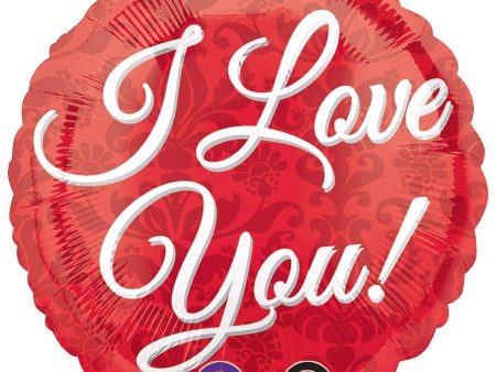 I Love You Red Damask Balloon 18in For Discount