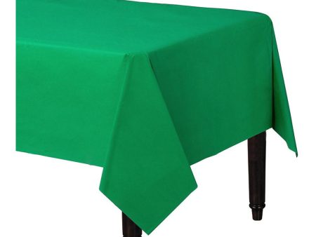 Festive Green Plastic Table Cover 54 x 108 For Sale