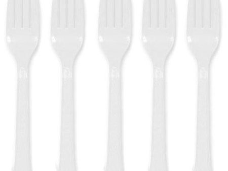 Frosty White Heavy Weight Plastic Forks 20pcs Online Sale