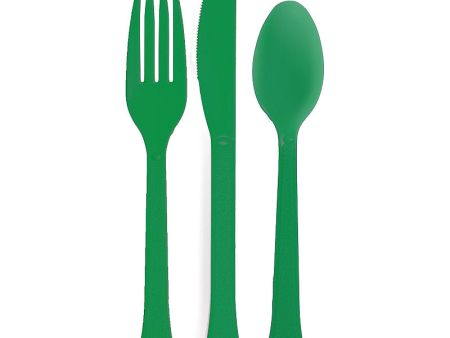 Festive Green Heavy Weight Assorted Cutlery 24pcs Online Sale