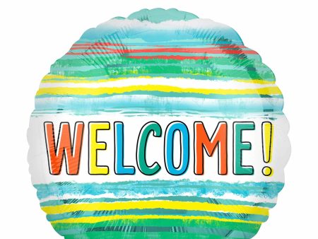 Welcome Watercolor Stripes Foil Balloon 43cm Supply