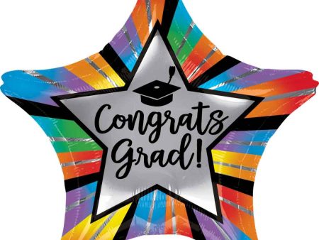 Congrats Grad Radiant Star Foil Balloon 48x48cm Hot on Sale