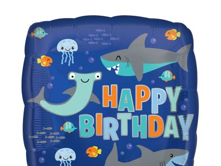 Happy Birthday Sharks Foil Balloon 45cm Online Sale