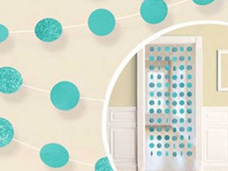 Robin s Egg  Blue Round Glitter String Decorations 7ft, 6pcs Online Sale