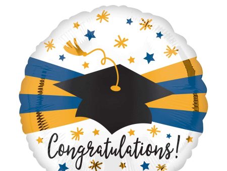 Blue & Gold Graduation Foil Balloon 43cm For Cheap