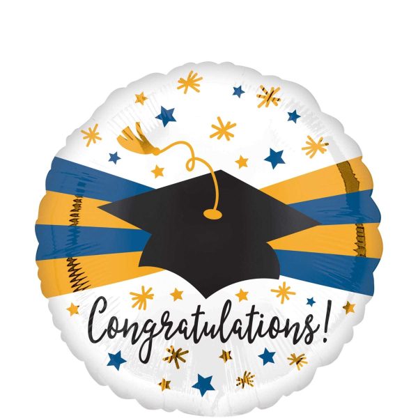 Blue & Gold Graduation Foil Balloon 43cm For Cheap